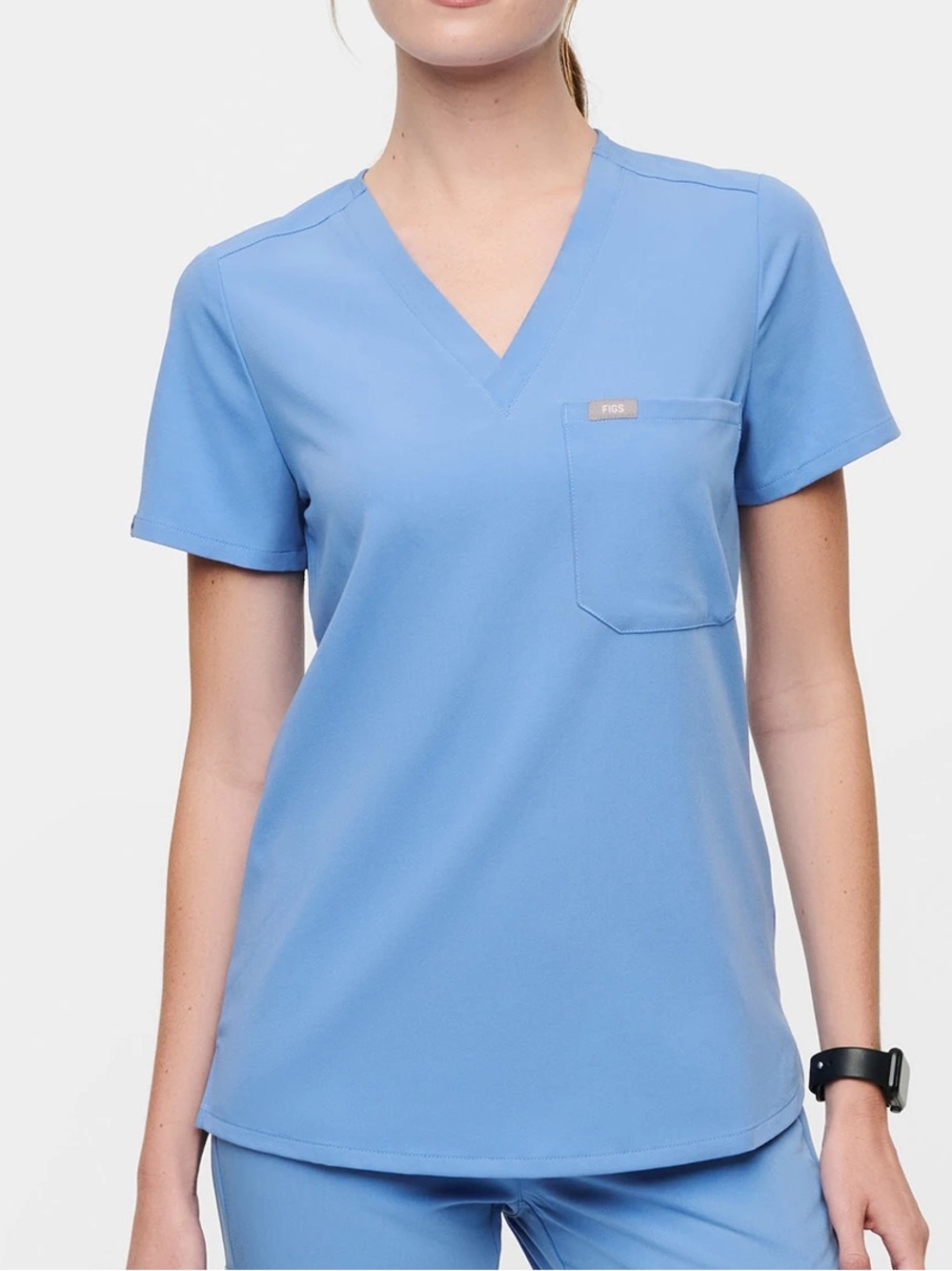 FIGS Catarina One-Pocket Scrub Top 1535 in Ceil Blue